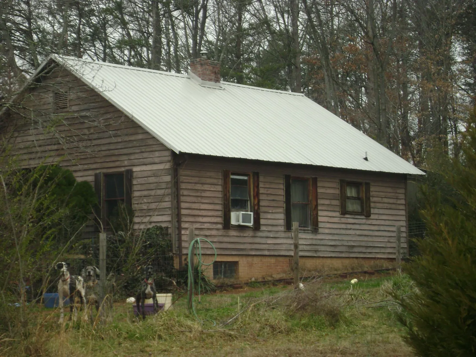 White metal roof on an old wood sided farmhouse, from a Asphalt Shingle Roof Repair job in West Sand Lake